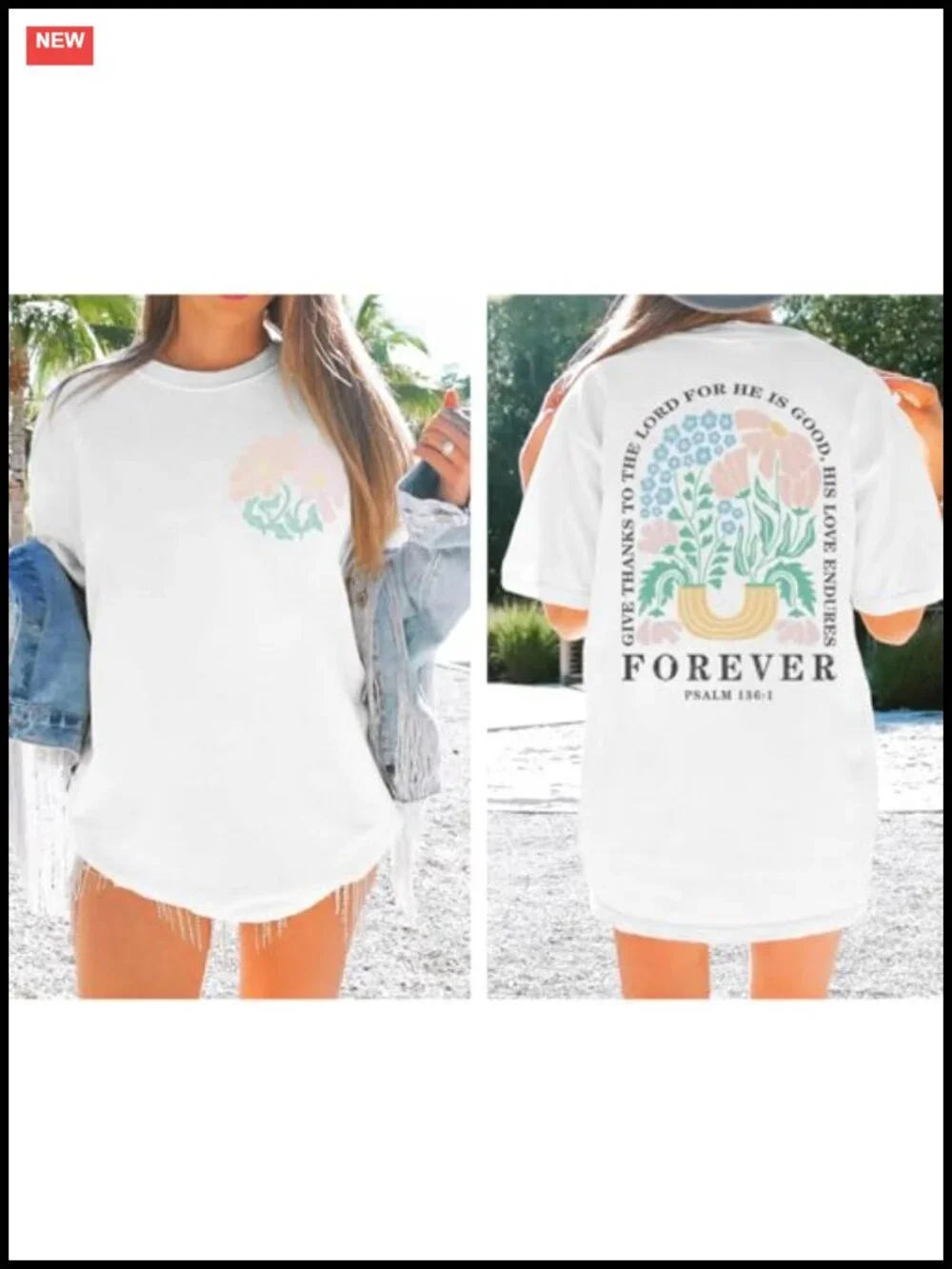 Women's Christian Faith Floral Oversized Tee